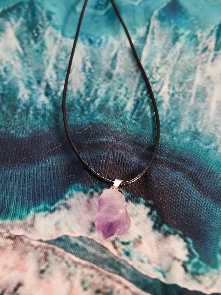 Raw Amethyst Cluster Crystal Pendant Necklace