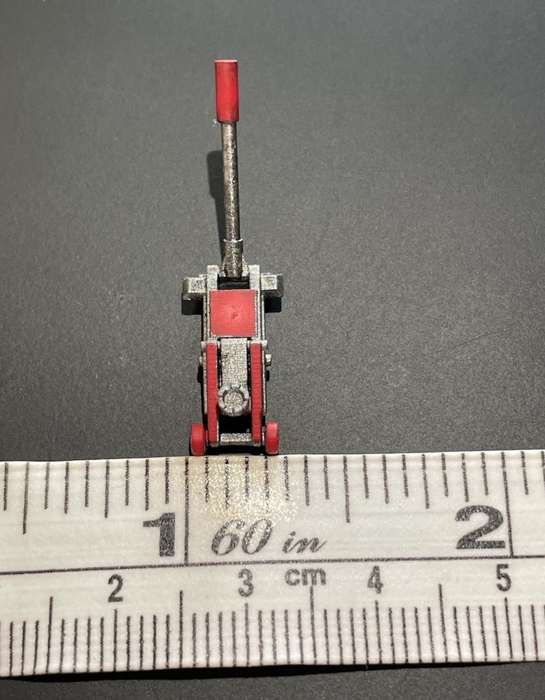 1:64 Scale Red Silver Diecast Floor Jack Accessory Toy