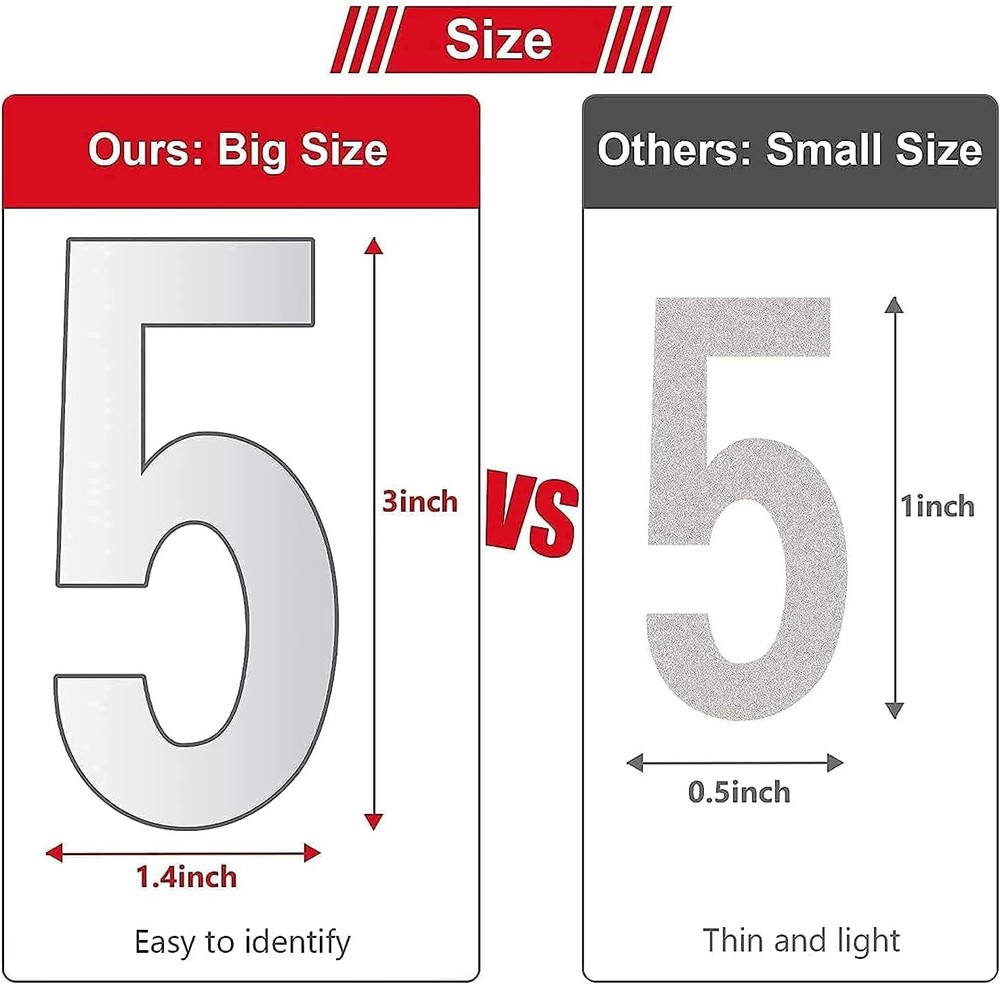 Reflective Mailbox Numbers for Outside - 30 Pcs Waterproof White