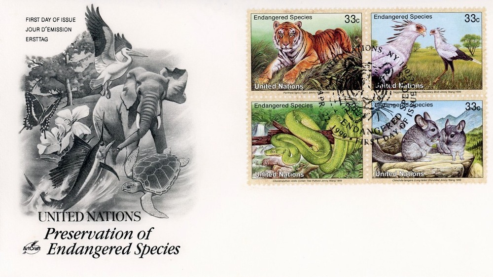 United Nations 757-760a FDC Endangered Species Set