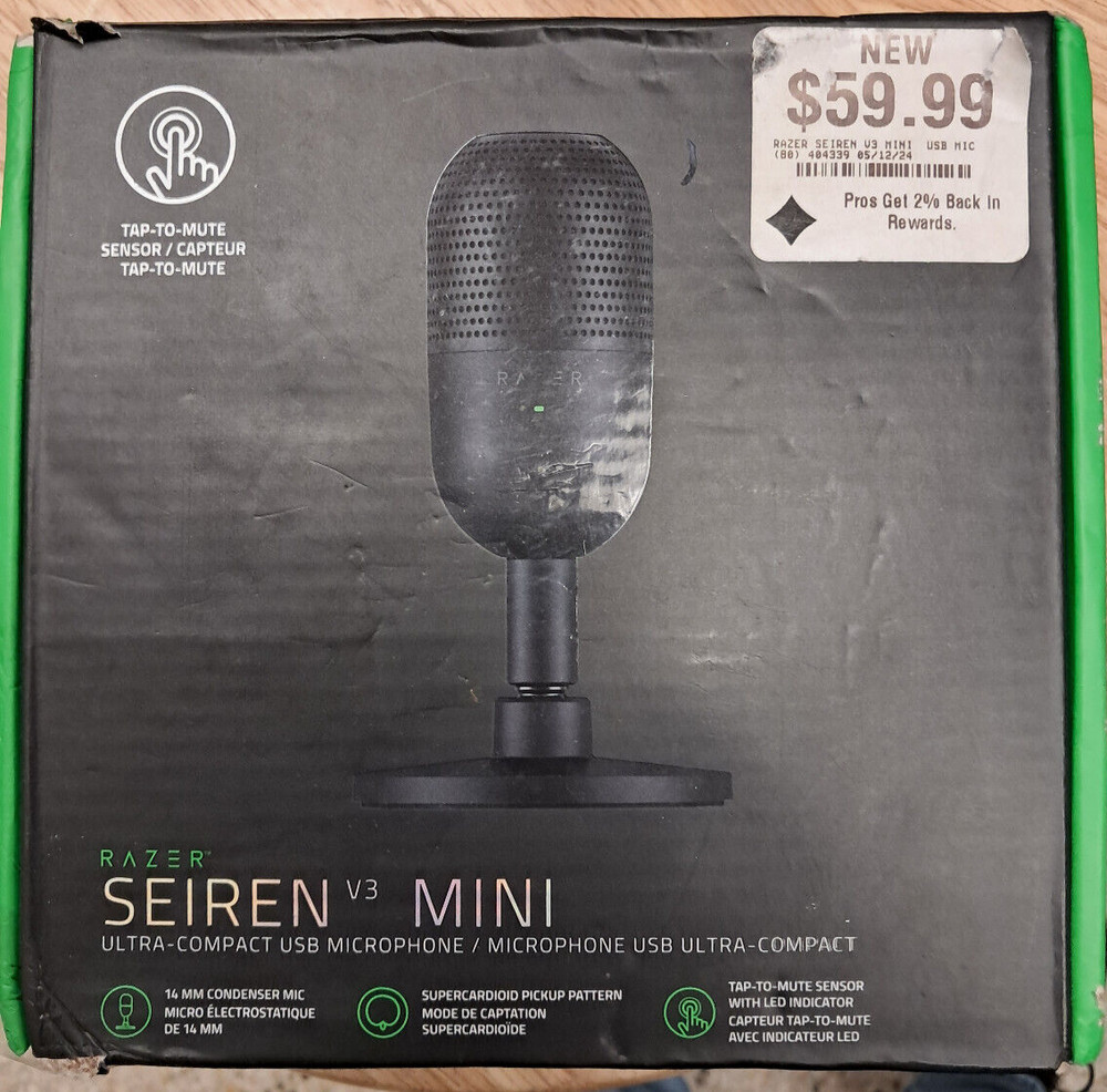 Razer Siren Mini Ultra Condenser  Microphone Open Box .
