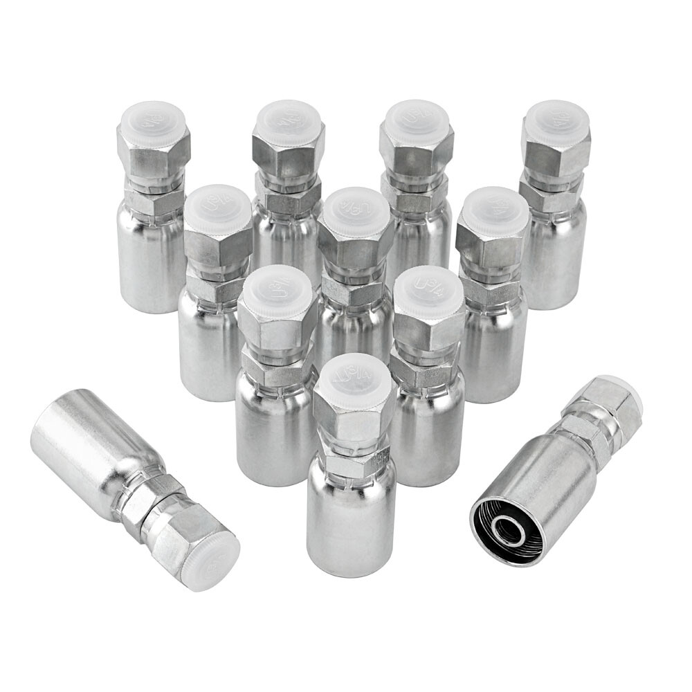 12 Pack 1/2" Hose x 1/2" JIC 37° Female Hydraulic Hose End Swivel Crimp Fitting