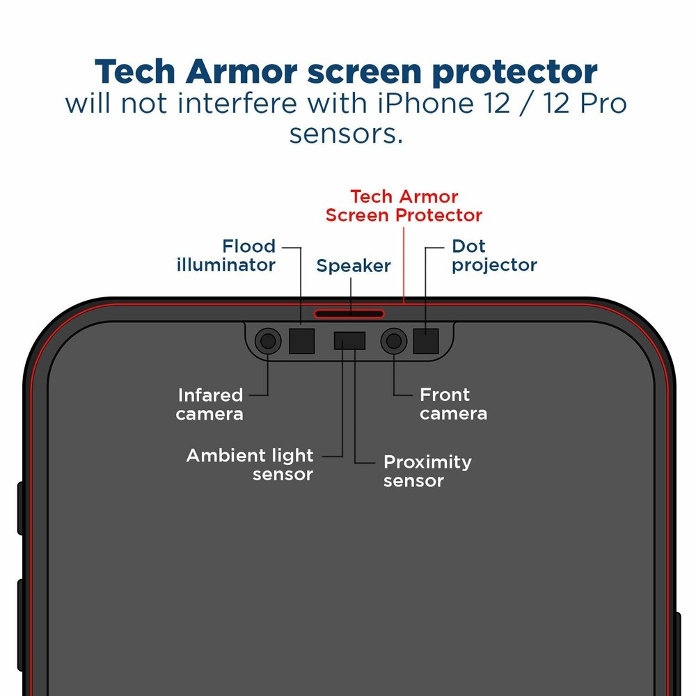 Tech Armor Glass Screen Protector for iPhone 12/iPhone 12 Pro (6.1") 3-PACK