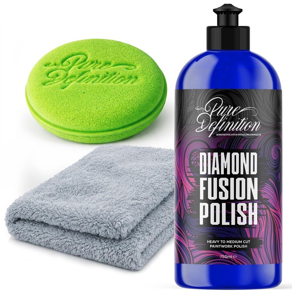 Car Polish Kit Diamond Heavy Cut Compound Paintwork Scratch Cloth PureDefinition