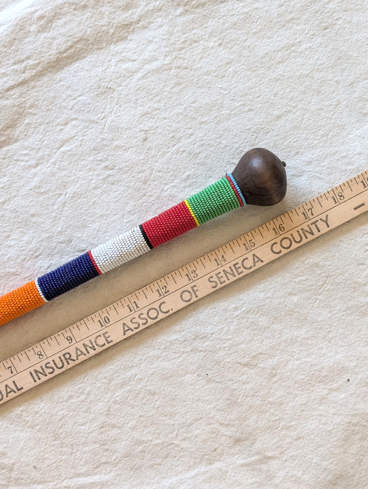 African Maasai Rungu Traditional Beaded Handmade 17" Talking Stick Mahogany