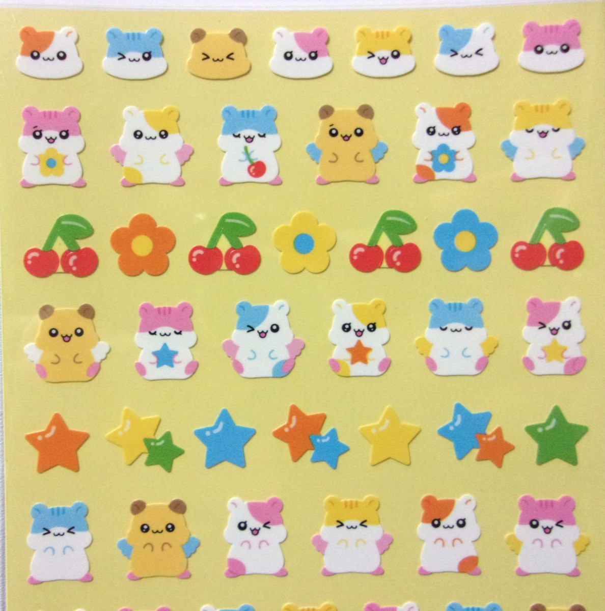 GAIA Hamster Angel Sticker Sheet Made in Japan Flower Cherry Star