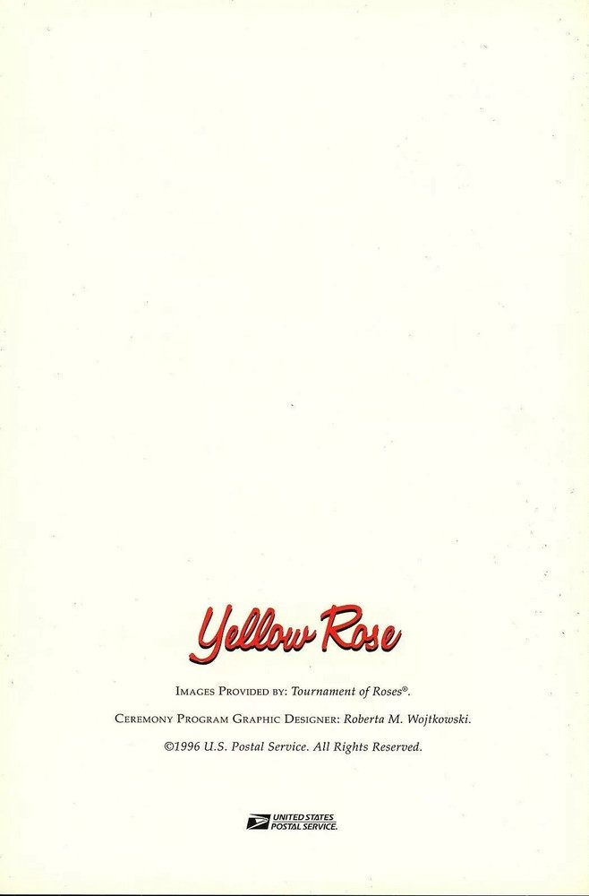 YELLOW ROSE PASAdena 1996 FIRST DAY CEREMONY FOLDER #3049