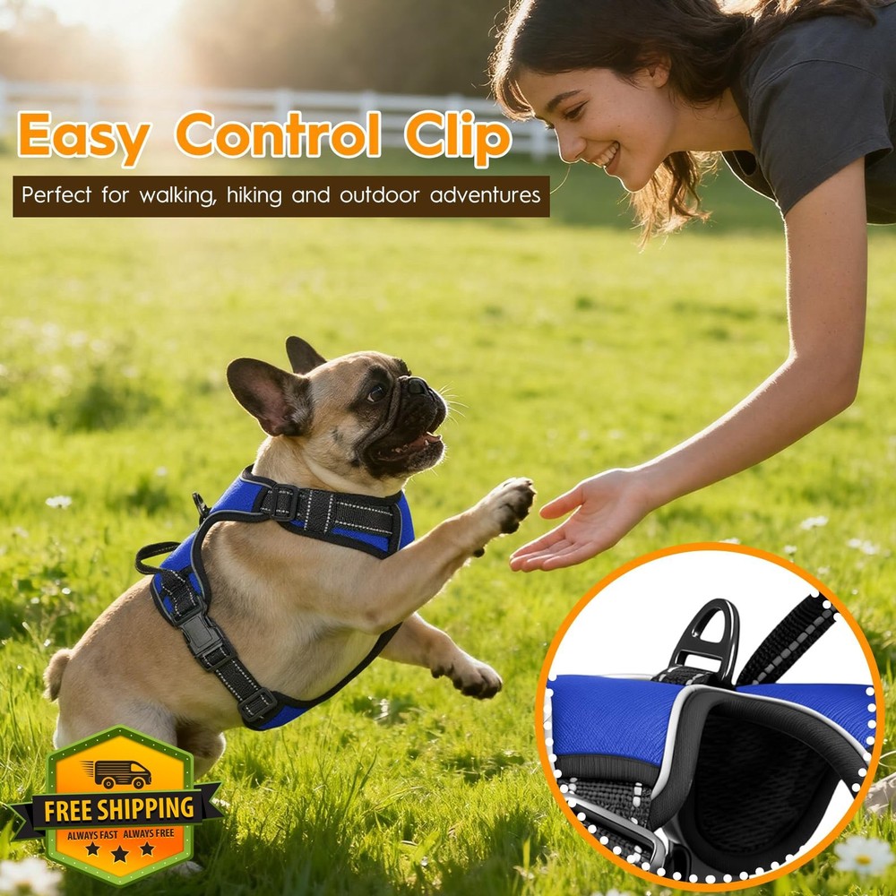 No Pull Dog Harness Reflective Padded Vest Easy Control Handle XS/S
