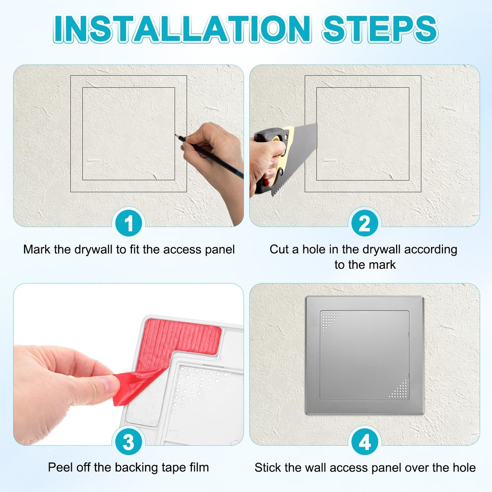 1-Pack Access Panel for Drywall, 6x6" Plastic Removable [Grey, Vented Square]