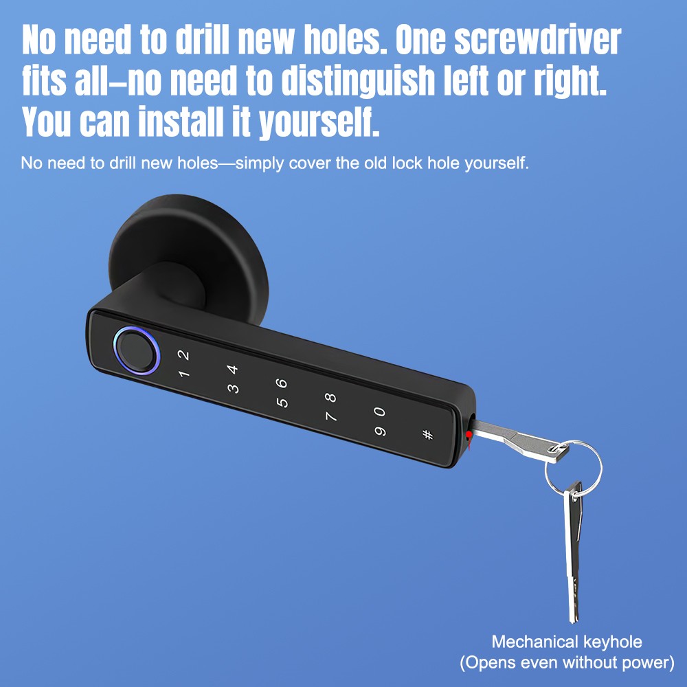 Electronic Smart Door Lock Handle Digital Fingerprint Password Bluetooth Key APP