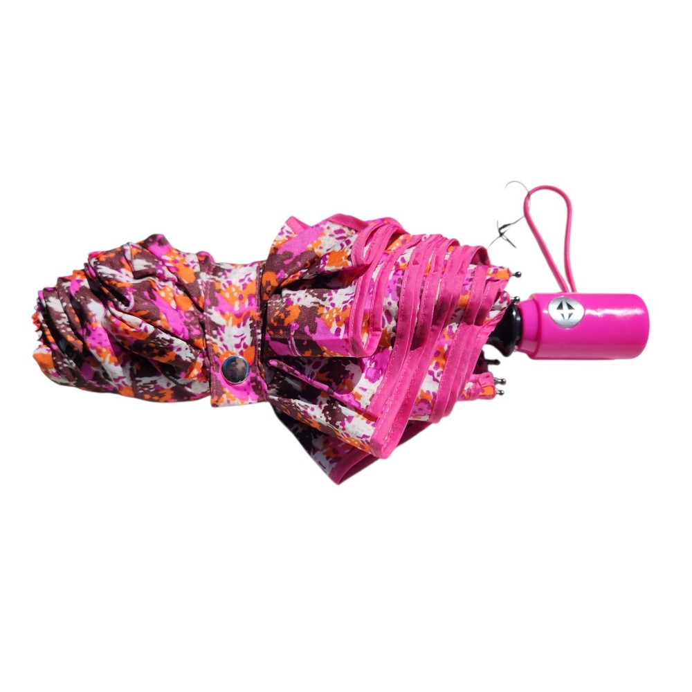 Vera Bradley Compact Umbrella Pink Houndstooth Pattern Automatic Release
