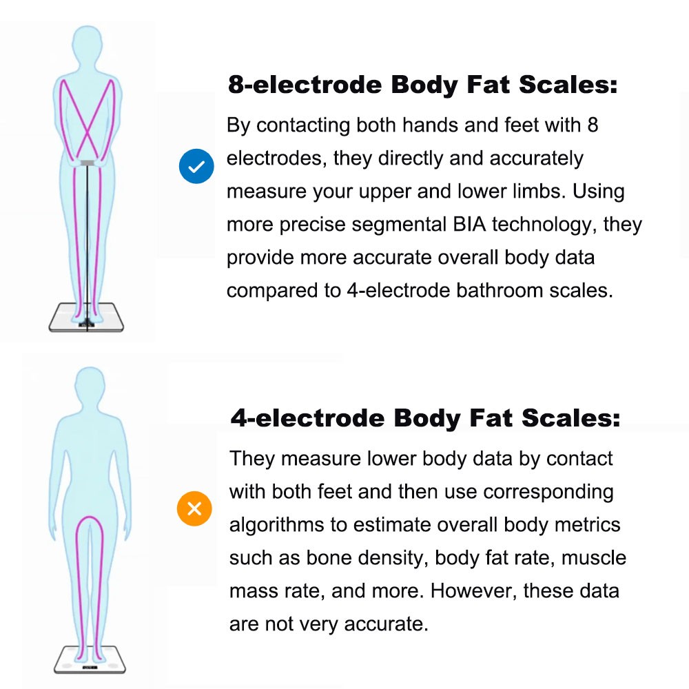 White 8 Electrode Full Body Sensor Body Composition Monitor Scale Weight BMI