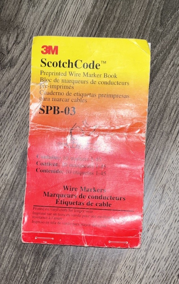 1 Partially Used 3M ScotchCode SPB-03 Preprinted Wire Marking Marker Book (used)