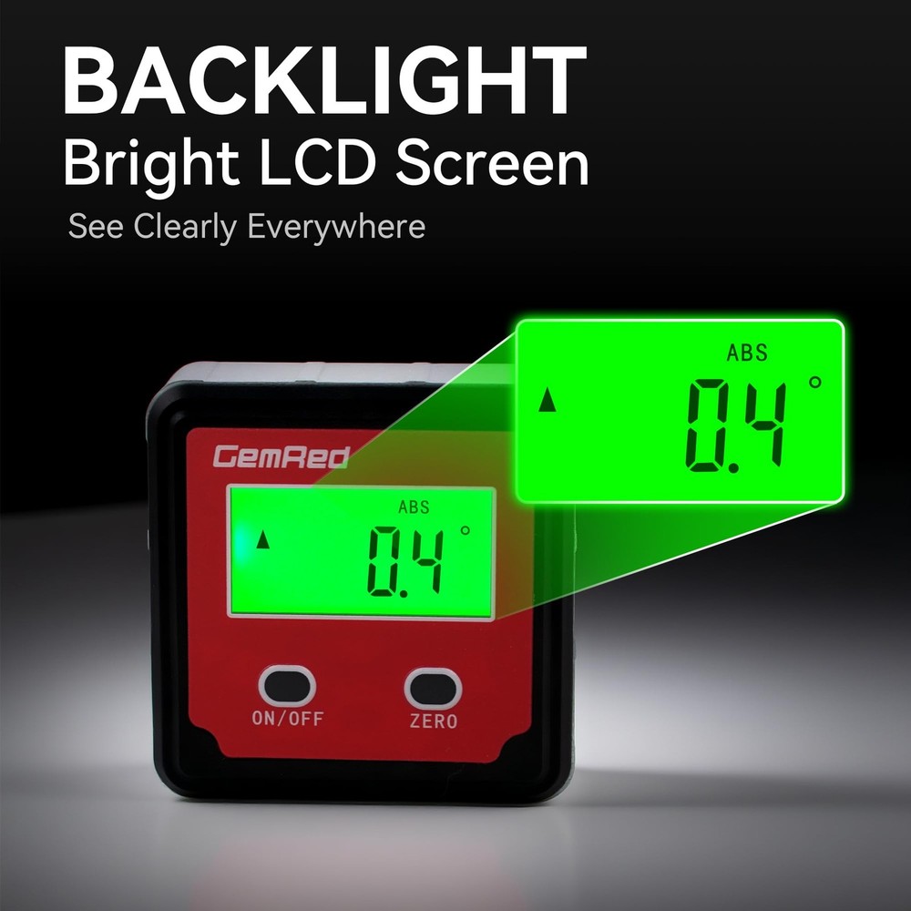 GemRed 82412 Digital Angle Gauge (Green Backlight) Green Backlight