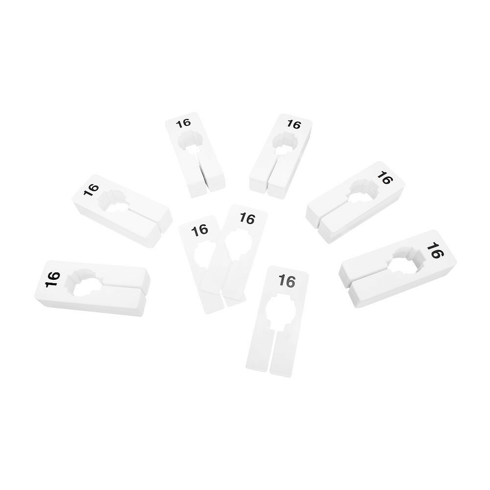 10 PC 2" x 5" Clothing Rack Size 16 Dividers Hangers White Plastic Rectangular
