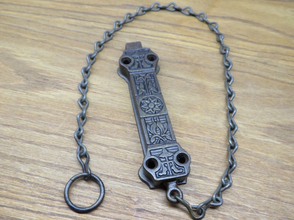 OLD DOUBLE DOOR FRENCH DOOR LOCK LATCH SPRING LOADED PULL CHAIN