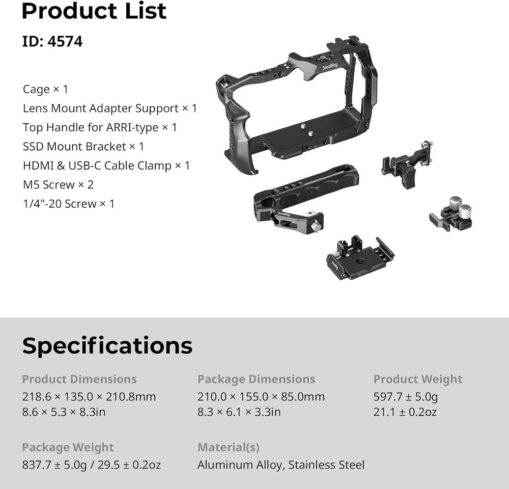 SmallRig Camera Cage Basic Kit for Blackmagic Design Cinema Camera 6K fr BMCC 6K
