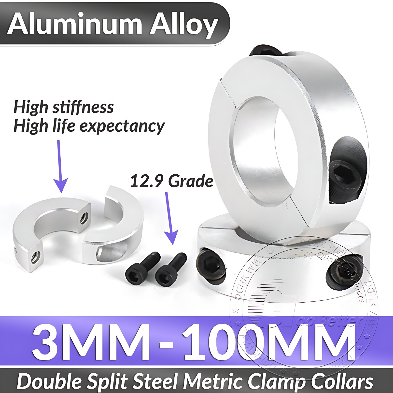 Shaft Collar Double Split Steel Metric Clamp Collars Aluminum Alloy 3mm-100mm