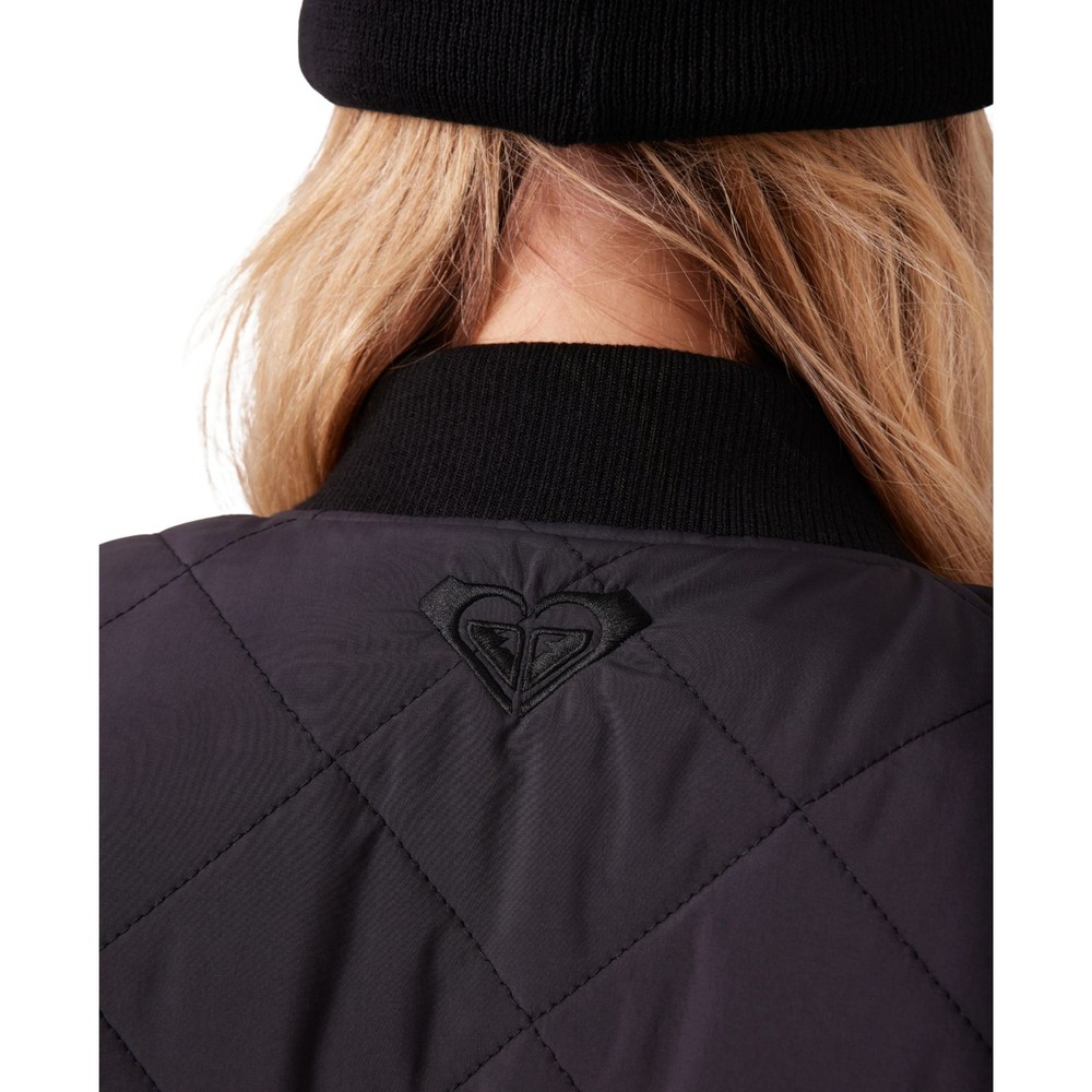 Roxy Aurora Quilted Bomber Women's Winter Jacket, Black, Medium