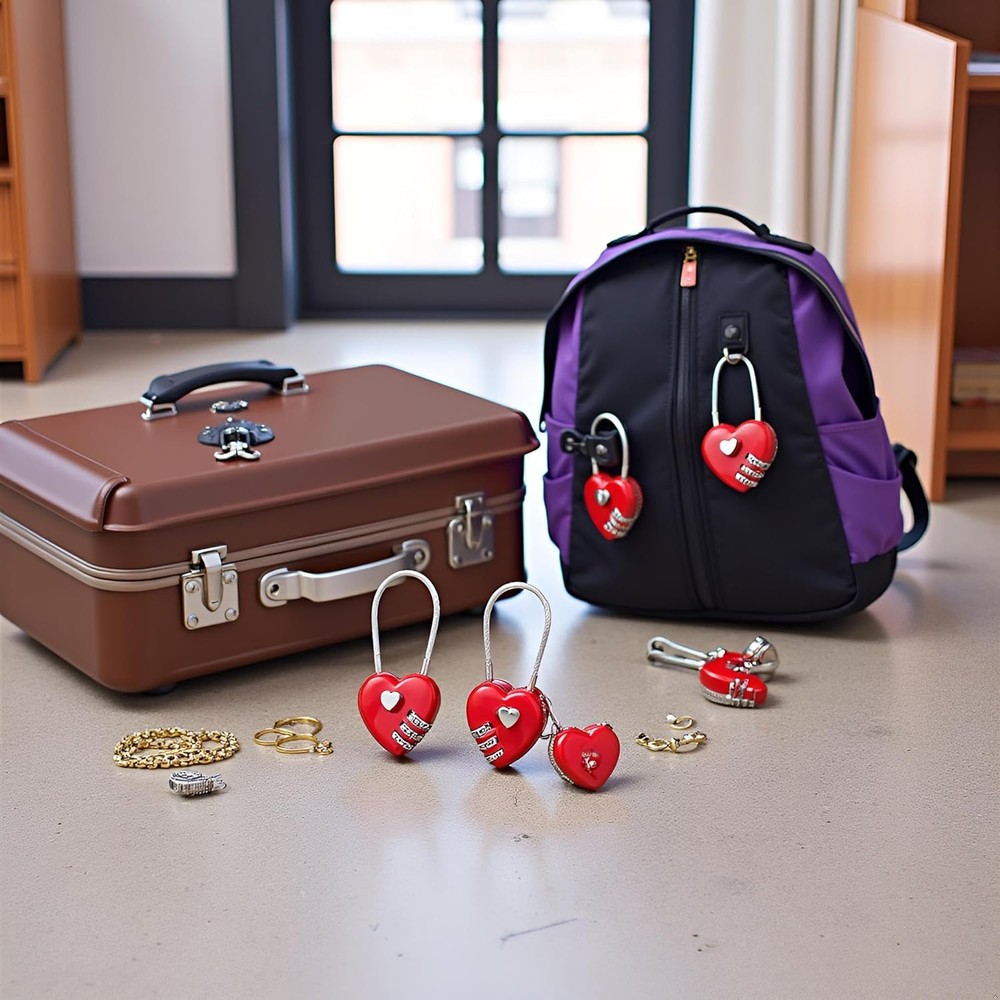 2PCS Mini Heart Combination Padlock 3-Digit Code Lock for Bags Backpacks