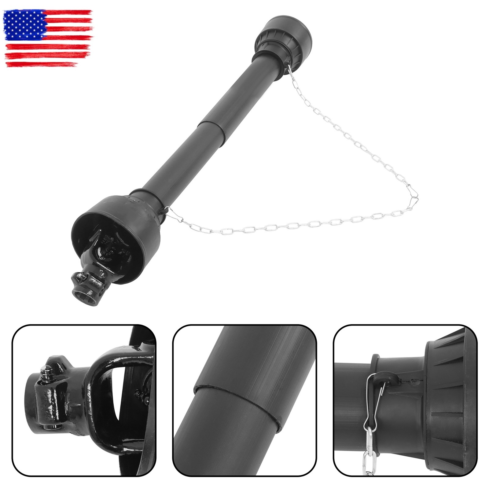 PTO Shaft PTO Driveshaft for Tractor 1-3/8" Spline/Round Ends 30-39" Black