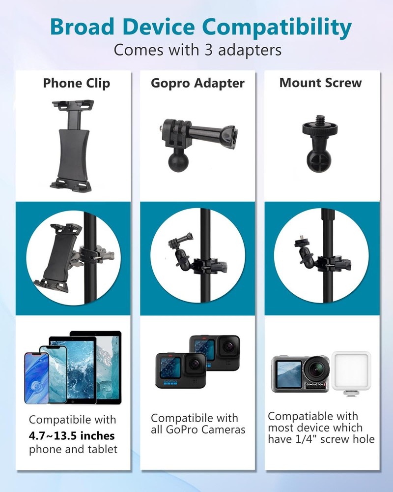 Sunmig Tablet Holder for Mic Stand, iPad Stand Adjustable Black