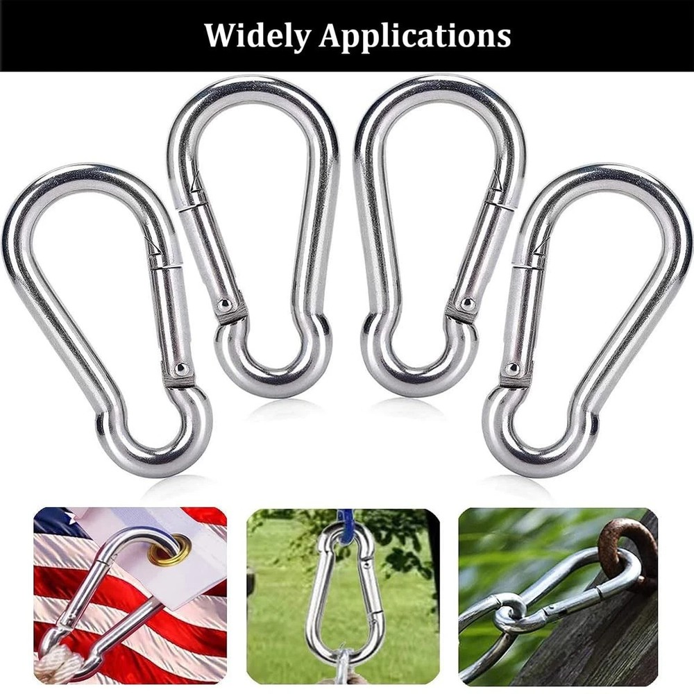 30Pcs 4”Safety Spring Snap Hook, M10 3/8”Carabiner Quick Link Snap Hooks for ...
