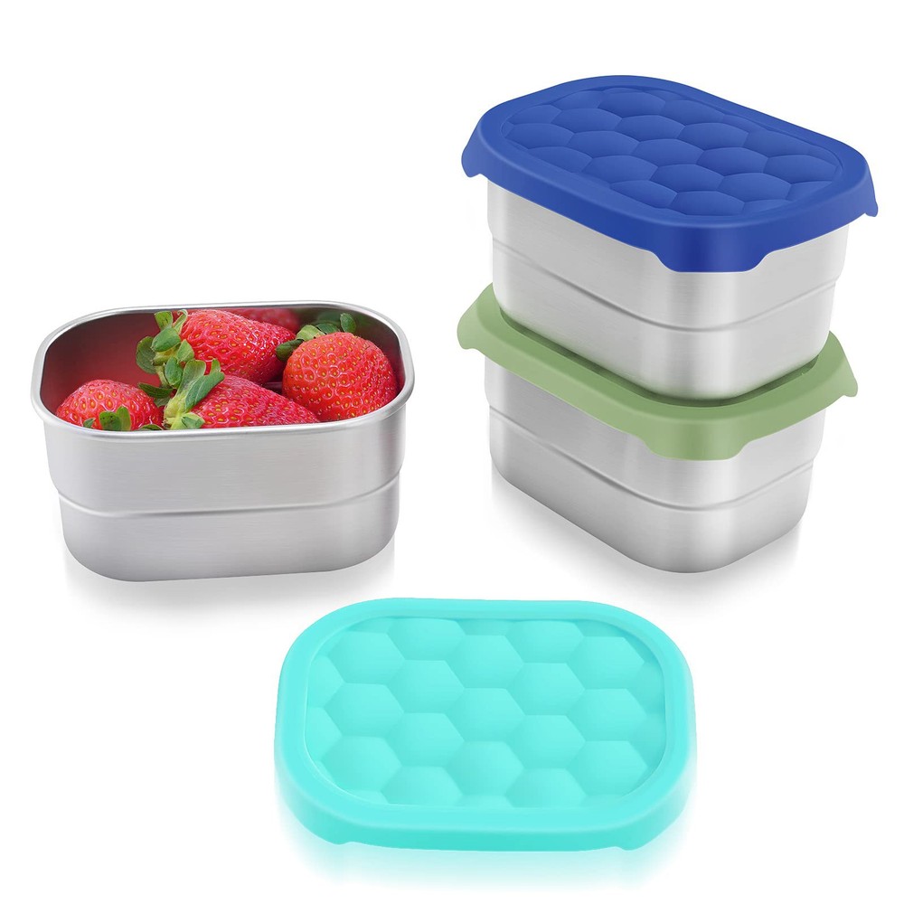 Metal Snack Container, 1 Cup Leakproof Lunch Box, Silver