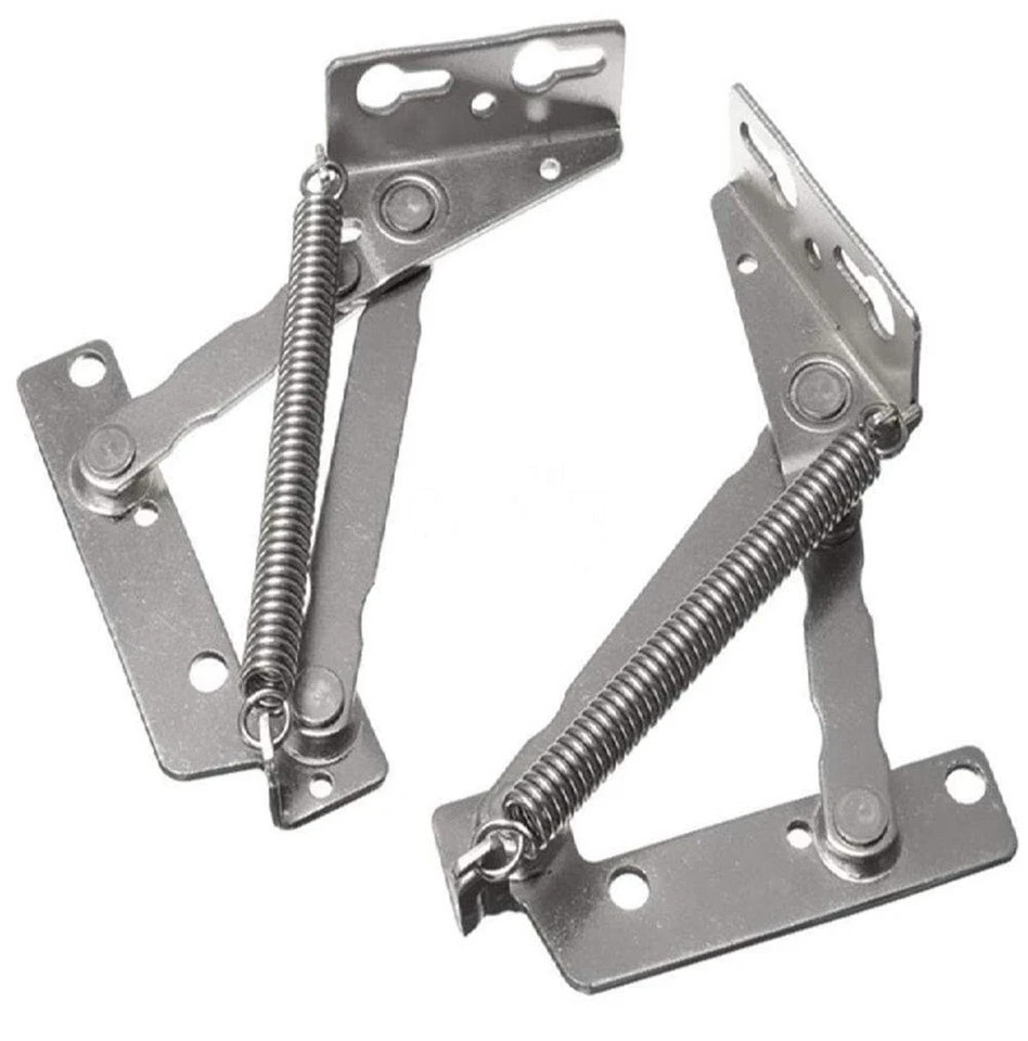 2 Pieces 80 Degree Foldable Lifting Bracket, Black Spring Hinges are widely U...