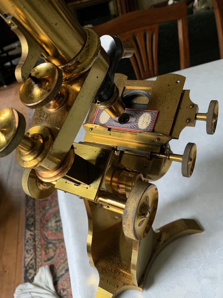 Large Antique C. Baker No. 2 - Compound Bar-limb Brass Microscope - circa 1860