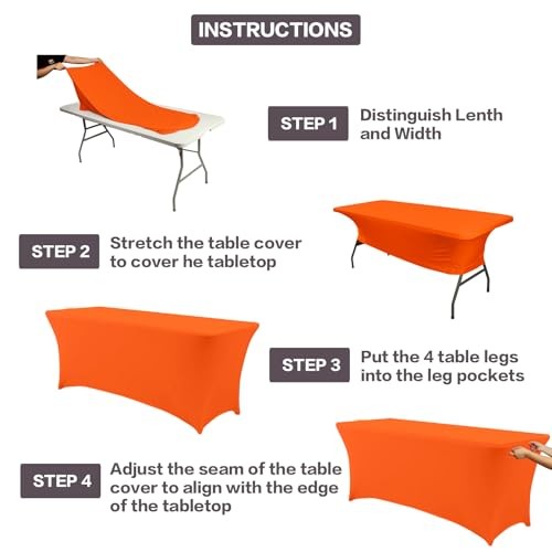 8FT Table Cloth for Rectangular Fitted Events Stretch Table 8 Ft - 1 Pc Orange