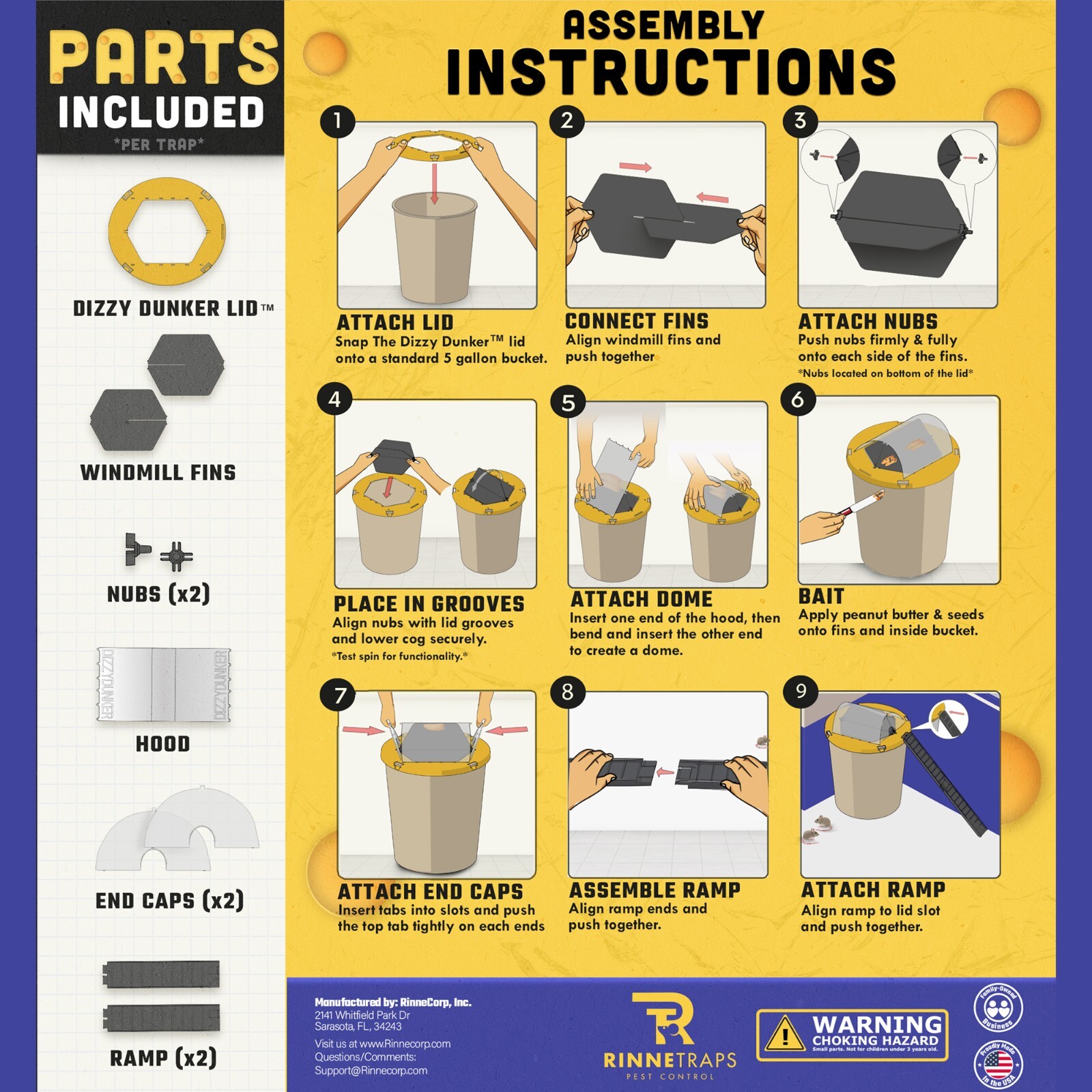 RinneTraps - | Dizzy Dunker Bucket Lid Mouse Trap | As Seen on TV/Youtube