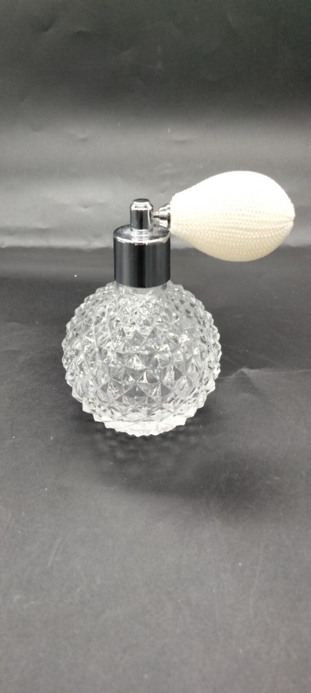 H& D Hyaline & Dora Clear Crystal Diamond Hobnail Atomizer Perfume Bottle  Empty