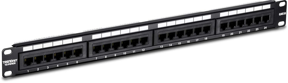 24-Port Cat6 Unshielded Patch Panel, Wallmount or Rackmount, Compatible with Cat