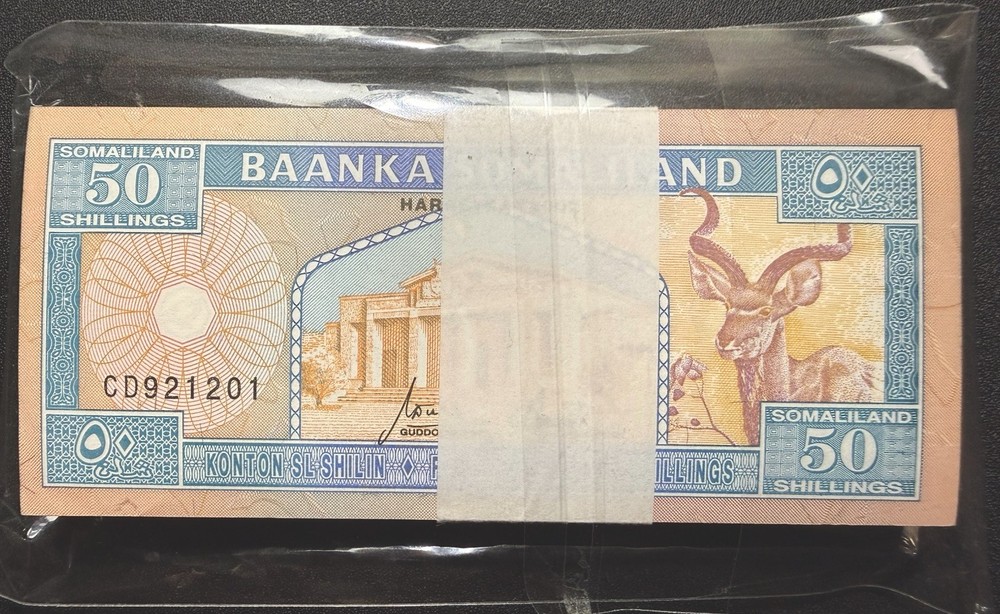 Somaliland 50 Shillings 2002 UNC 25 BUNDLE PACK Pick-7D