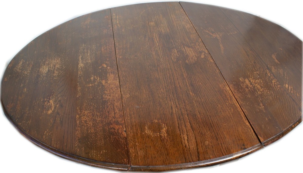 Solid British Tiger Oak Shabby Antique Drop Leaf Gate Leg Table England