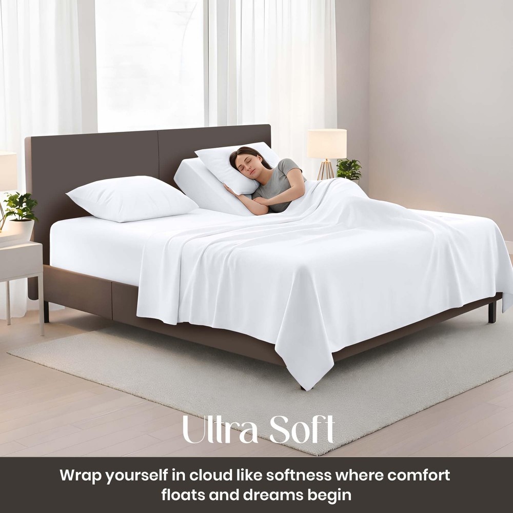 Adjustable Split Head Flex Top Queen 28" Microfiber Sheet Set – Ultra Soft, C...