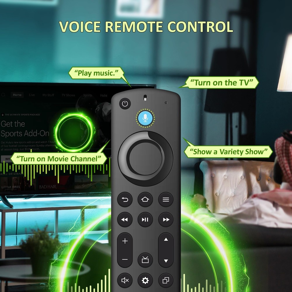 Replacement Remote Control for Fire Smart TV Voice Remote-HU, Black