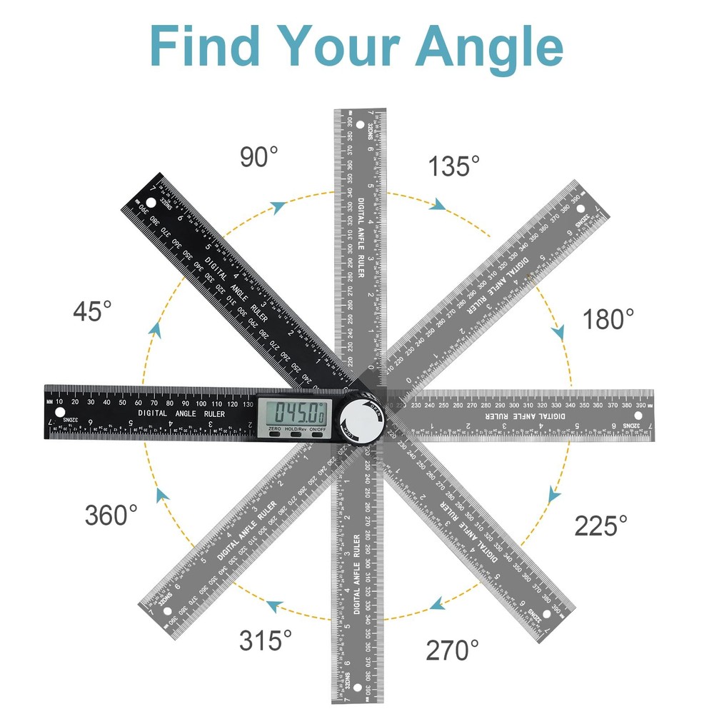 Third Generation Protractor Angle Finder, Digital Angle Ruler with 7Inch/200Mm,