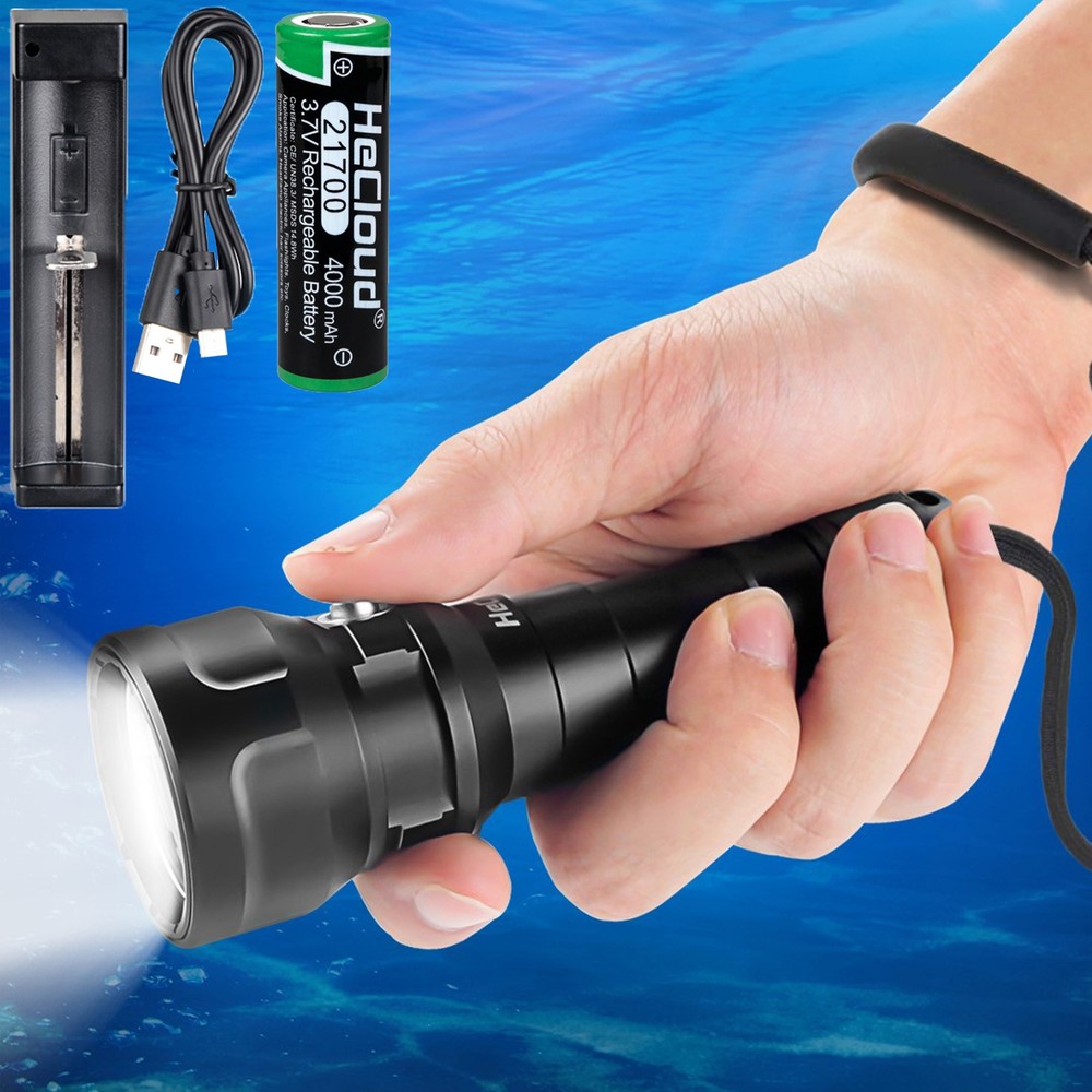 Scuba Diving Flashlight Underwater 394ft Waterproof LED Dive Torch Flashlights
