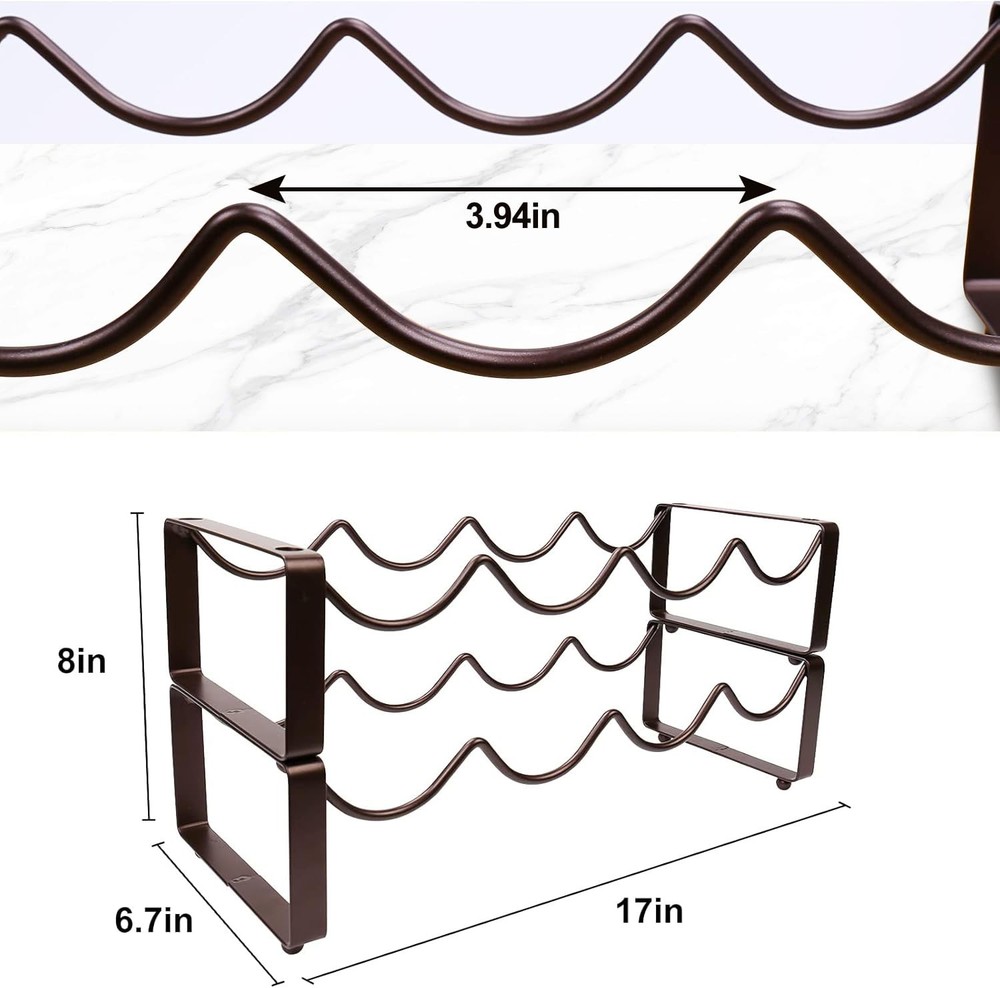 Carperipher Stackable Wine Rack Countertop, 8 Bottles 2 Tier Wine Cabinet Cou...