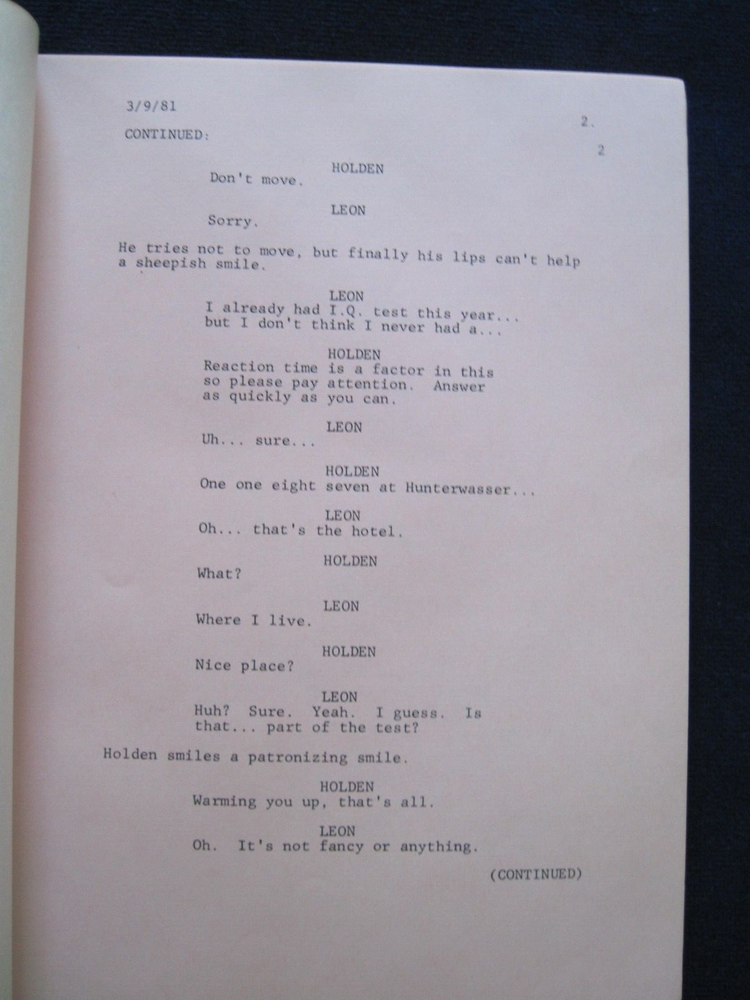 ORIGINAL BLADE RUNNER SCRIPT - BASED ON PHILIP K DICK'S NOVEL, DIR. RIDLEY SCOTT
