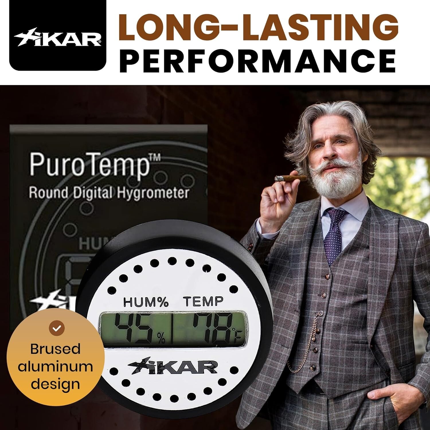 Xikar PuroTemp Round Digital Hygrometer, Accurate, 10-Second Refresh Rate
