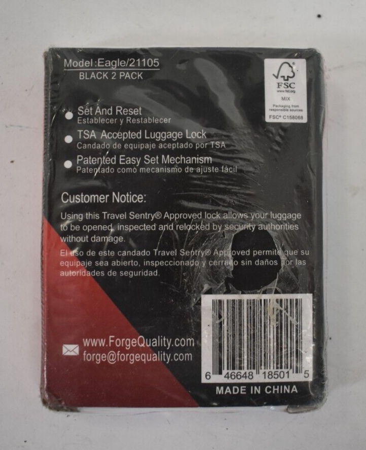 Forge TSA Accepted Luggage Locks Resettable Combination Travel Sentry 2 Pack