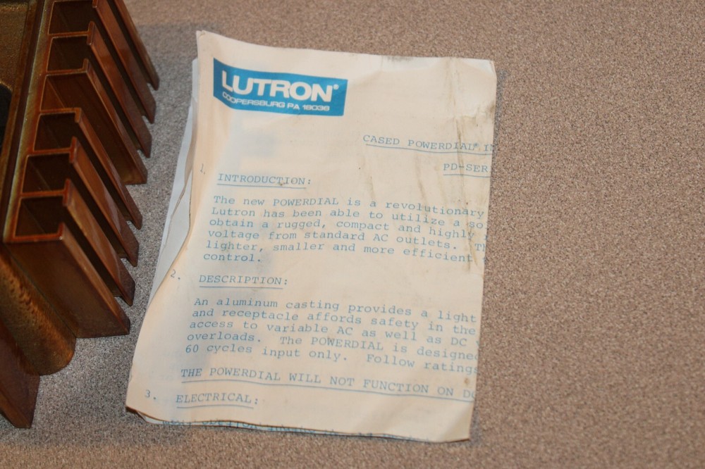 NOS Lutron Electronics PD-150 PowerDial Electronic Power Control