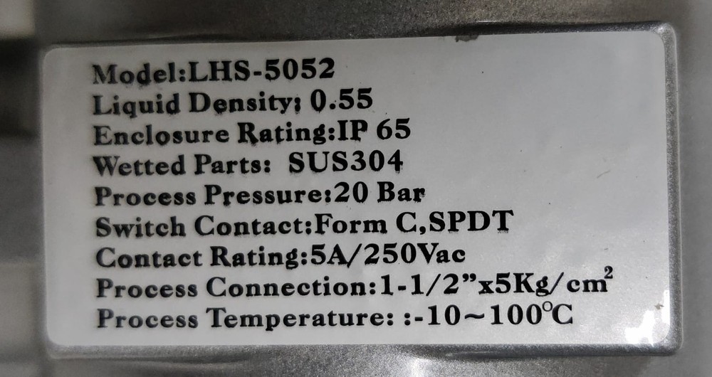 LHS-5052 MAGNETIC FLOAT LEVEL SWITCH #1 NEW