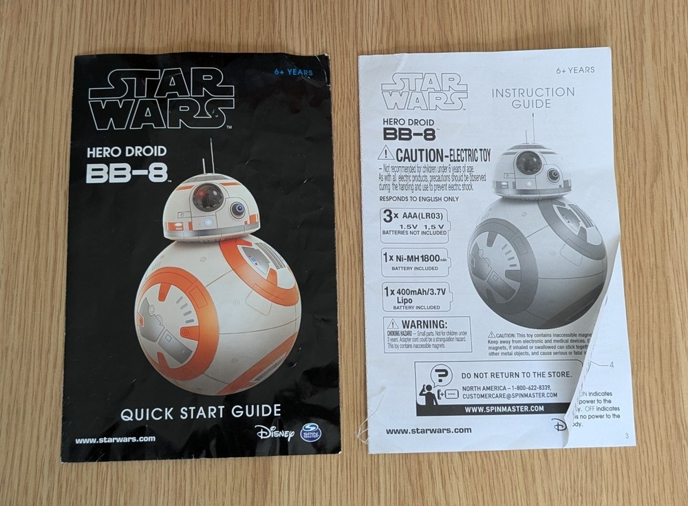 (NEEDS REPAIR) SpinMaster BB-8 Star Wars Interactive Hero Droid w/ accessories