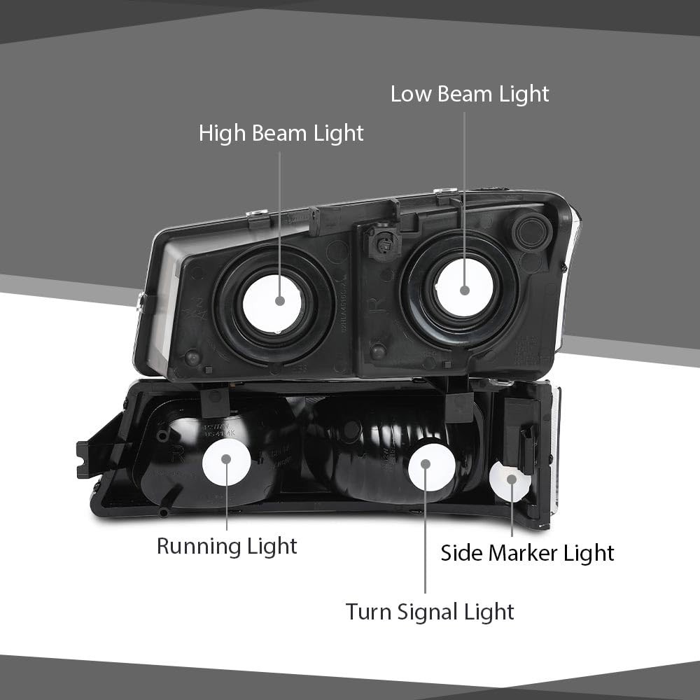 Headlights Compatible with 2003-2006 Chevy Avalanche 1500 2500