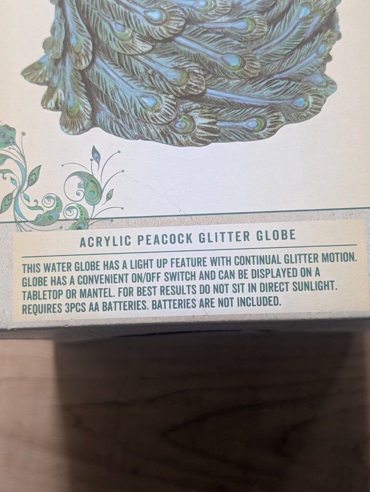 Peacock Acrylic Peacock Glitter Globe Exclusively For Cracker Barrel Snow Globe
