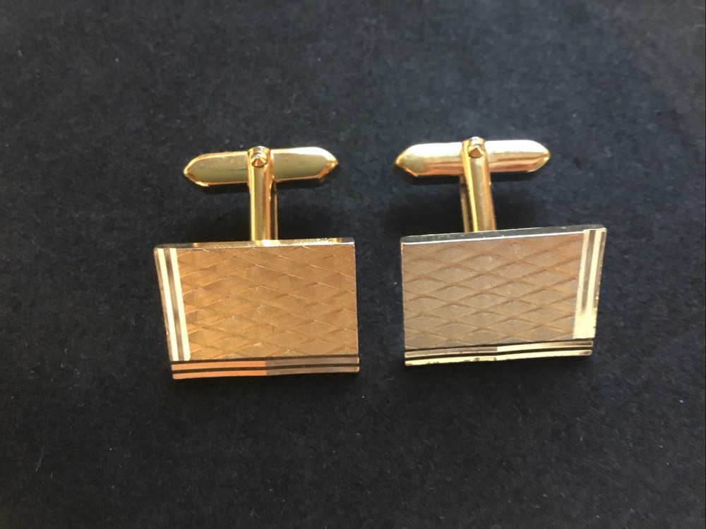 Beautiful Classic Gold Tone Cufflinks VGC Rectangle